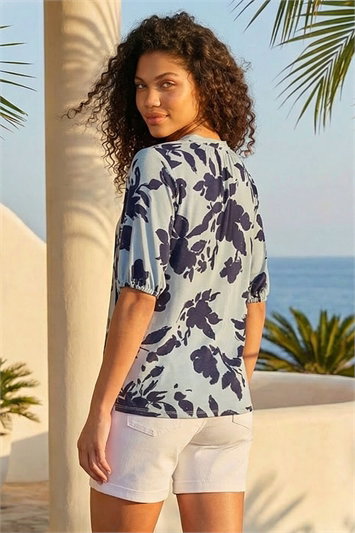 Petite Floral Tie Front Top 19497009