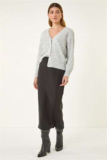 Camel Flared Textured Midi Stretch Skirt | Roman UK
