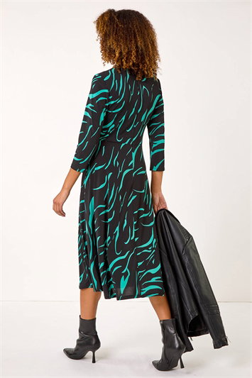 Animal Print Wrap Midi Dress 14571191