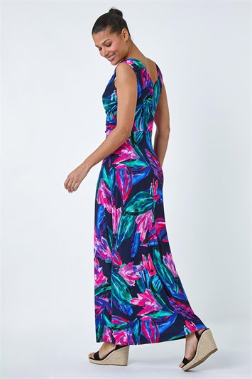 Tropical Floral Print Wrap Maxi Dress 14558432