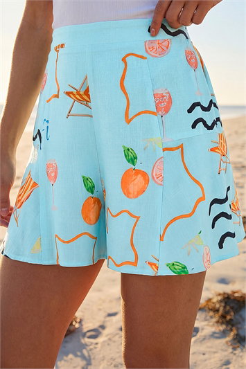 Dusk Beach Print Shorts 18123609