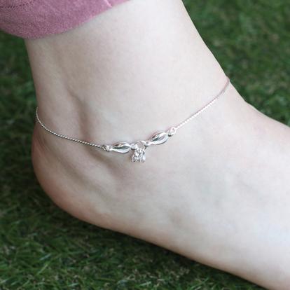 Metallic 925 Silver Cowrie Shell Indian Payal Anklet