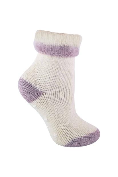 Purple 1 Pack Ladies Alpaca Wool Slipper Bed Socks With Star Grips