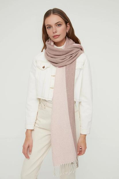 Multi Color Block Herringbone Tassel Scarf