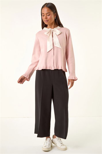 Petite Tie Neck Frill Hem Cardigan 16238446