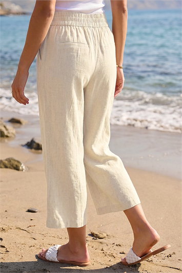 Petite Linen Blend Cropped Trouser 18096794