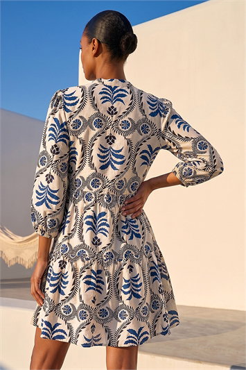 Leaf Border Print Smock Dress 14843138