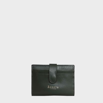 Green 'Grove' Rfid Tab-Over Leather Credit Card Holder