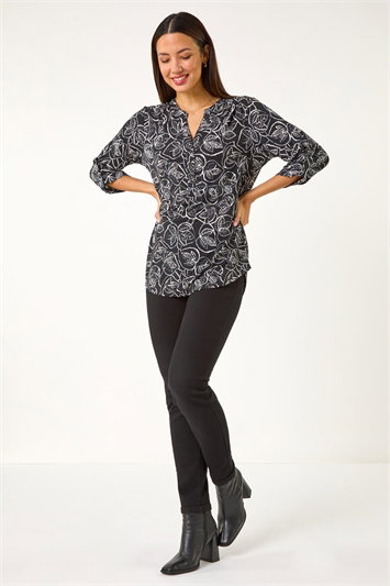 Linear Leaf Print Shirt 19374508