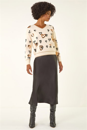 Sparkly Heart V-Neck Knit Jumper 16247538