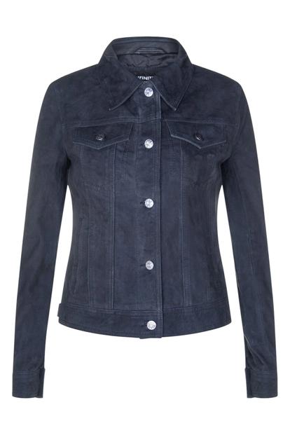 Black Womens Goat Suede Trucker Jacket-Astoria