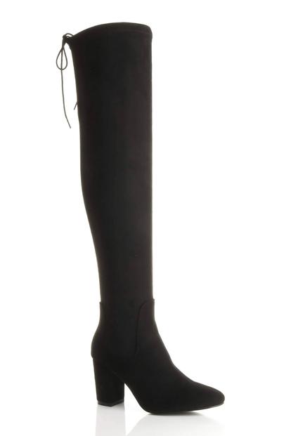 Black Stretchy Sock High Heel Over The Knee Boots