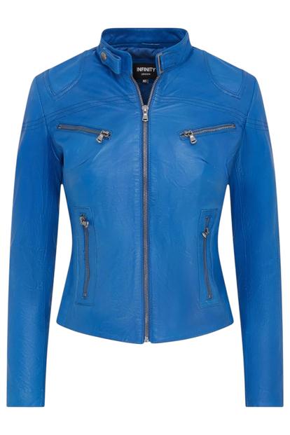 Purple Slim-Fit Leather Biker Jacket-Maldon
