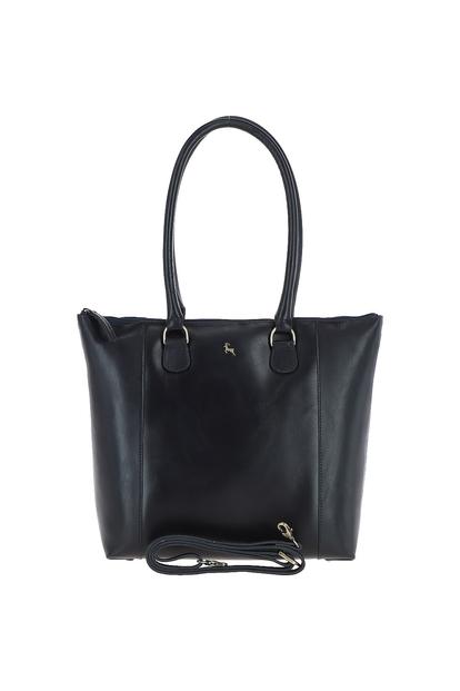 Black 'Di Lusso' Vegetable Tanned Large Real Leather Tote Bag