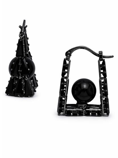 Black Geometric Frame Drop Earrings