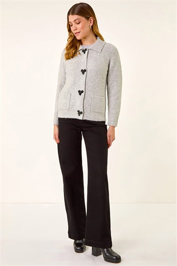 Bow Buttoned Collared Cardigan 16300236