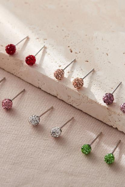 Purple Sterling Silver Disco Ball Studs