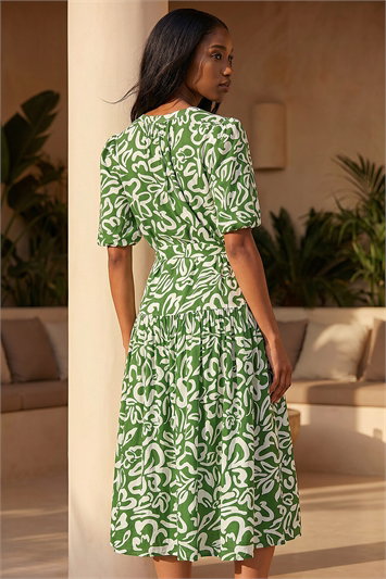 Petite Swirl Print Midi Dress 14907834