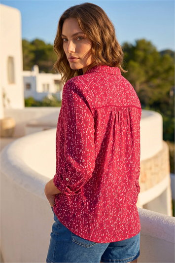Petite Abstract Spot Stretch Shirt 10224178