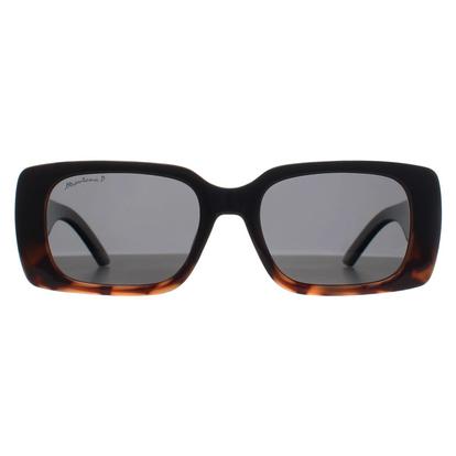 Black Rectangle Shiny Black Turtle Smoke Polarized Mp194