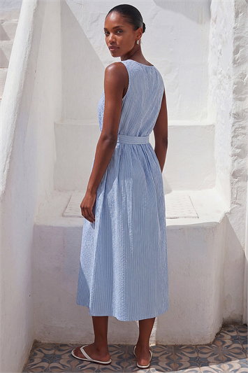 Pinstripe Belted Midi Dress 14692445