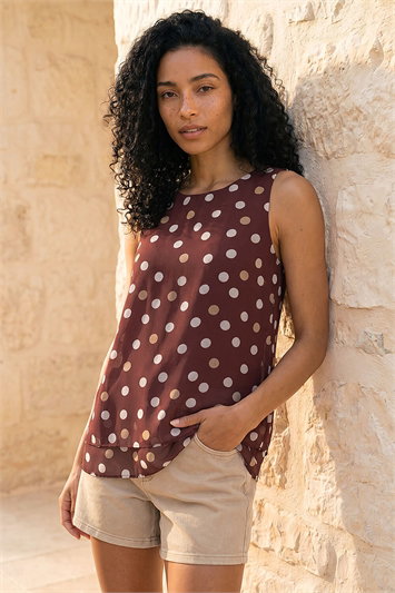 Brown Spot Double Layer Vest Top