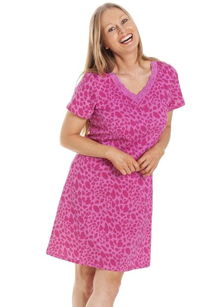 Pink Animal Print Cotton Nightshirt