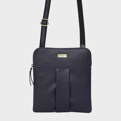 Black 'Elsie' Pebble Grain Leather Zip Top Crossbody Bag
