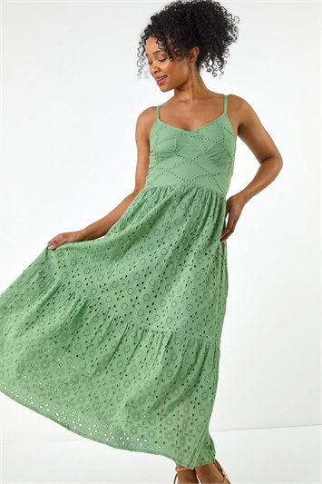 Petite Broderie Strappy Maxi Dress 14697482
