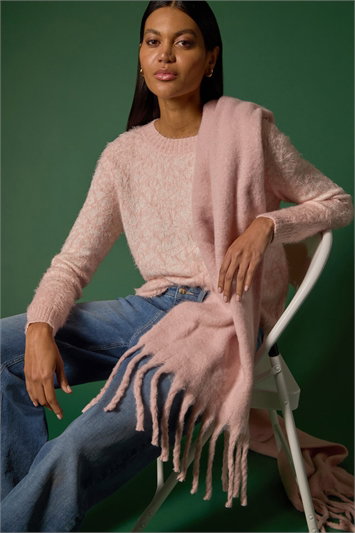Pink Mosaic Print Fluffy Jumper