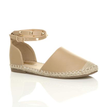 Metallic Flat Ankle Strap Espadrilles Sandals