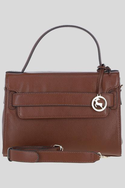 Black 'Ardora' Real Leather Handbag With Detachable Crossbody Strap