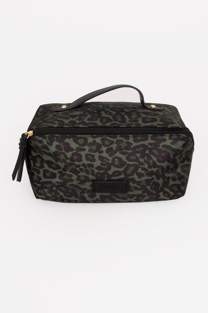 Green Leopard Vanity Case Makeup Bag