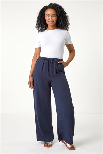 Petite Linen Blend Wide Leg Trouser 18069760
