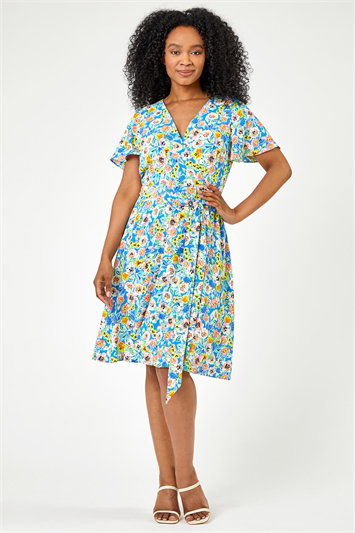 Petite Floral Print Wrap Dress 14286409