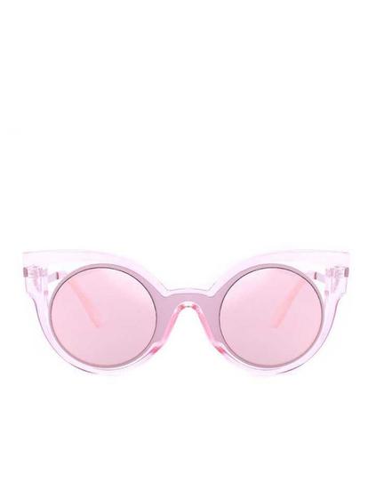Pink Transparent Pink Sunglasses With Round Lenses And Cat Eye Frame