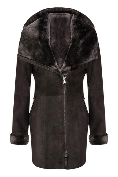 Cream Merino Sheepskin Hooded Coat-Antioch