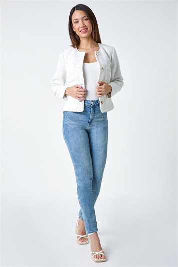Collarless Boucle Jacket 15025638