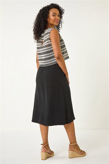 Petite Contrast Overlay Midi Dress 14654208