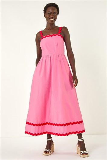 Contrast Ric Rac Midi Dress 14698572