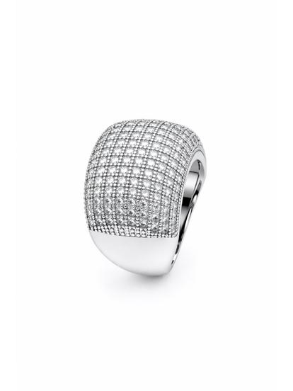 Metallic Pavé Dome Statement Ring
