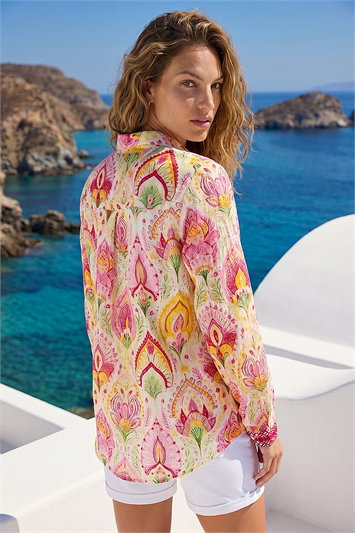 Textured Floral Contrast Blouse 10231072