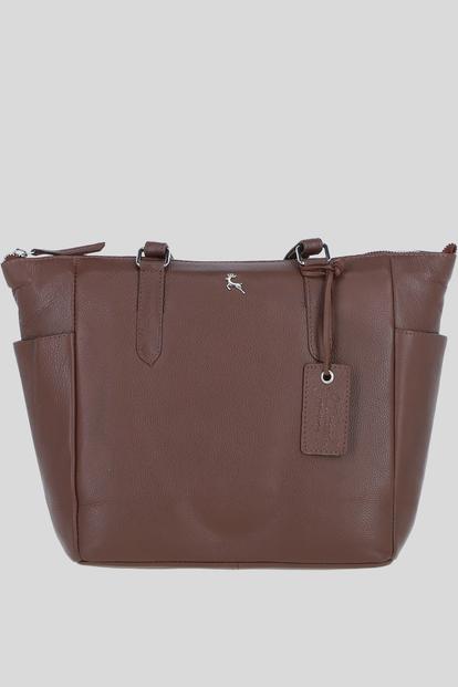Pink 'Oxford' Elegant Real Leather Tote Bag