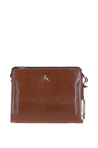 Brown Compact Real Leather Shoulder Bag