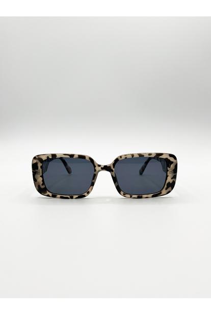 Black Oversized Sunglasses In Animal Print