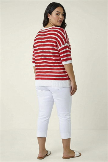 Curve Crochet Stripe Knit Top 16193778