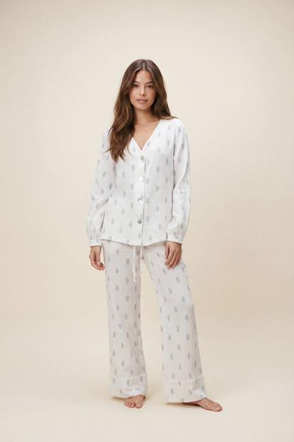 Purple Floral Muslin Pyjama Trouser Set