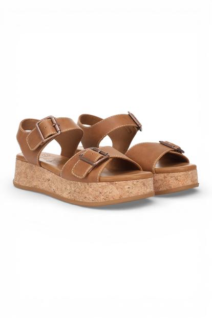 Brown Magical Womens Faux Leather Platform Sandals