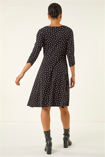 Petite Polka Dot Lace Trim Dress 14848008