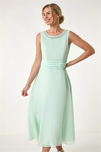 Petite Trim Detail Ruched Midi Dress 14681956